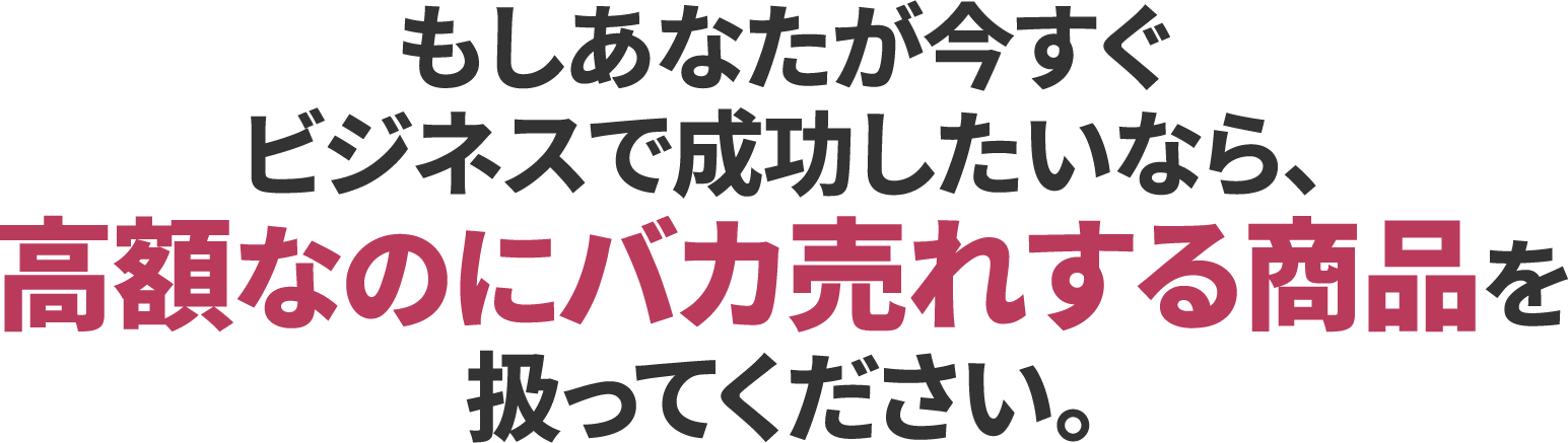 高額なのにバカ売れする商品を扱ってください。